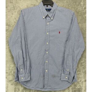 Polo Ralph Lauren Mens Shirt XL Blue Gingham Long Sleeve Button Up‎